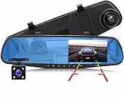 Dash Cam Front and Rear, 12'' Rearview Mirror Camera, 1080P Car Mirror 170° Wide Angle Car Camera with Emergency Recording, Night Vision, Parking Monitor, Reverse Monitor System, Loop Recording