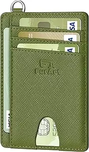 [FurArt] Slim Minimalist Wallet, Front Pocket Wallets, RFID Blocking, Credit Card Holder for Men & Women, Saffiano Olive Green, small, Classic