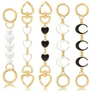 5Pcs Bag Extender Chain （Moon Heart and Pearl）Purse Extender Chains Bag Strap