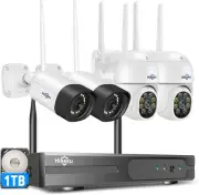 Hiseeu Security Cameras Wireless Outdoor System 5MP 2Pcs & PTZ cam