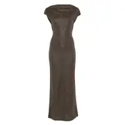 [Max Mara Pianoforte] Max Mara Pianoforte Lurex-detail Dress XS BROWN