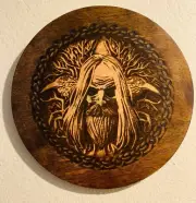 Odin God OF War Engraved Wood Wall Art, Pagan Gift, Winter Solstice Gift, Norse