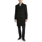 BEN SHERMAN MEN'S BRENTON DOUBLE BREASTED WOOL OVERCOAT - SIZE: MEN S - BLACK