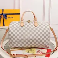 在飛比找蝦皮購物優惠-二手精品 LV M41112 白色棋盤格Speedy Ban