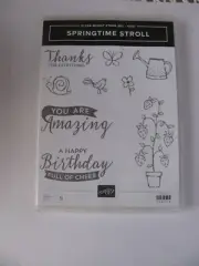 Stampin Up SPRINGTIME STROLL Clear Mount Stamp Set Sentiments NIP