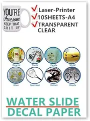 10sheets Laser Printer Clear waterslide Decal Paper for Make Candle Glass Ceramic Craft