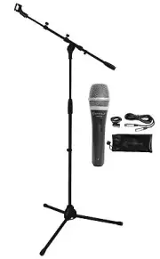 Rockville RMP-XLR Dynamic Cardioid Pro Microphone +10' XLR Cable + Clip + Stand