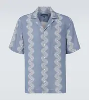 [Frescobol Carioca] Frescobol Carioca Roberto printed linen bowling shirt UK 16 blue