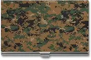 JOJOART US Marine Force Business Card Case Aluminum for Women Men Marpat Camouflage Slim Pocket Wallet Portable Business Credit Card ID Holder 3.7X2.2X0.3 In