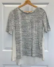 NWT Ann Taylor LOFT Black & White Spacedye Mixed Media Swing Tee Top, XS