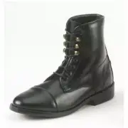 467517 EquiStar Children's All Weather Synthetic Laced Paddock Boot Black NEW
