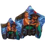 Stormy Ocean Pirate and Mermaid Fun Honeymoon Towel with Hood