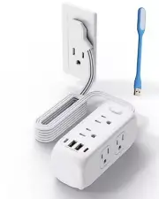 5Ft Extension Cord with Multiple Outlets Flat Plug Power Strip Surge Protecto...