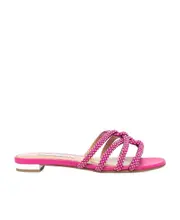 Aquazzura Moondust Embellished Slip-On Slides 36.5 Pink