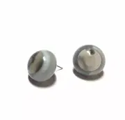 Grey & Transparent Gray Smoke Vintage Lucite Retro Button Stud Earrings