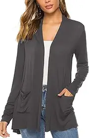 [Yanekop] Womens Lightweighted Duster Cardigans Long Sleeve Draped Maxi Cardigan