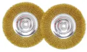 6-Inch Wire Wheel Brush Set for Bench Grinder, Brass Coated, Pack of 2