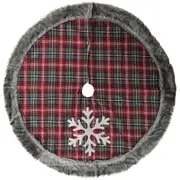 120cm New Christmas Tree Skirt Plush Fluffy Luxury Faux Fur Snowflakes Mat Decor