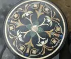 12'' Black Round Marble Dining Coffee Table Top Wall Inlay Malachite Mosaic f7