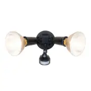Flood Light Motion Sensor Dual Head Lamp Outdoor Security Detector Black