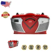 Retro CD Boombox with AM/FM Radio – Portable with AUX Input & LCD Display