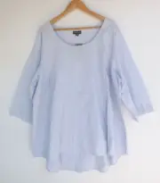 New Autograph Top 24 Womens Pleat Button Back Blue Linen Viscose Blend
