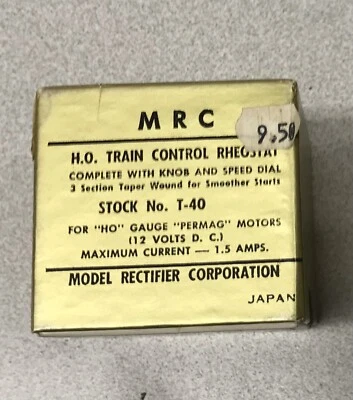 MODEL RECTIFIER MRC HO TRAIN CONTROL RHEOSTAT STOCK # T-40 MIJ VTG RARE