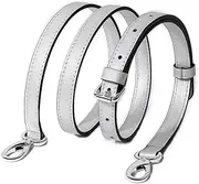 [MOISTRI] 0.59" Width Leather Bag Strap Purse Straps Replacement Crossbody Shoulder Purse Straps for Handbags Silver Clasp Silver