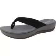 Cloudsteppers by Clarks Womens Faux Suede Cushioned Footbed Flip-Flops BHFO 5529