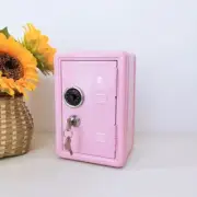 Pink Mini Metal Safe Box with Combination Lock and Key - Compact Security Storag