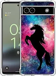 [GlamCase] Clear Case for Google Pixel 6A 5G, Google Pixel 6A 5G Clear Case - Horse Galaxy Stars Design Printed Clear Shockproof Protective Designer Back Clear Case/Cover for Pixel 6A