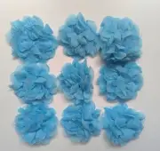 10Pcs 3+" Chiffon Flowers Fabric Flower Sewing Fabric Appliques Blue