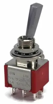 MINI TOGGLE SWITCH DPDT 6 PIN ON-ON FLAT LEVER PHASE SWITCHING & COIL TAPPING