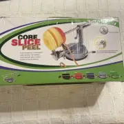 Apple Peeler Fruit Slicer Corer Stainless Steel Blades and Suction Base Red NIB