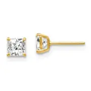 14K Yellow Gold 4mm Square CZ Stud Earrings Push Back Madi K Children's Jewelry