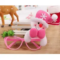 在飛比找ETMall東森購物網優惠-【摩達客】聖誕派對造型眼鏡-粉紅帽雪人