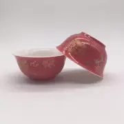 2pcs Tea Cups Under Glaze Floral Print Porcelain Kungfu Tea Cup Wedding Toast