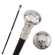 MASONIC WALKING STICK - BLACK AND SILVER - SCREW AND PORTABLE