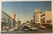 Vintage Lincoln Road Collins Ave Miami Beach Florida Linen Divided Back Postcard