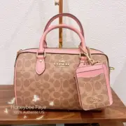 Nwt Coach Rowan Satchel Bag/Zip Card Case bundle In Signature Canvas CV961/CW883