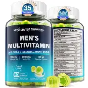 Methylated Multivitamin for Men Gummies BCAA Amino Acids Zinc Vitamin A C D3 ...