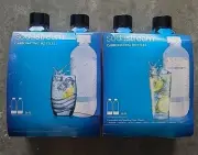 2 - Soda Stream Carbonating Bottles BLACK Caps Dishwasher Safe 4 x 1L (GSHF1)