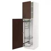 METOD high cabinet with cleaning interior, white/Sinarp brown, 60x60x220 cm