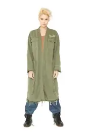 Free People x Sandrine Rose Women Army Green Belted The Outsider Long Jacket L
