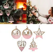 5Pcs Christmas Tree Decoration Snowman Pendant Painted Christmas Wooden Pendant