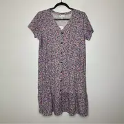 NWT J. JILL Button Front Ruffle Hem Floral Dress Small