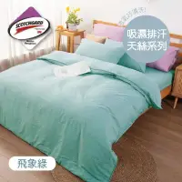 在飛比找PChome24h購物優惠-吸濕排汗3M科技天絲兩用被床包枕套四件組-飛象綠 5尺