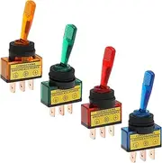LED Lighted Toggle Switches - 4 Pack LED Illuminated Flick Toggle Switches, 3 Pin ON-Off for Car Dash with 20A 12V Capacity, Perfect Car Accessories (4pcs)