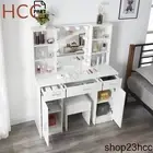 Dressing Table Stool Set LED Vanity Desk Makeup Mirror Drawers Storage Cabinets
