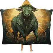 Constellation Taurus Wearable Blanket Hooded, Warm Cloak Arctic Velvet Hooded Blanket Adults, Super Soft Flannel Gifts for Adults and Kids Sofa Nap Blanket Birthday Xmas,40"x50"